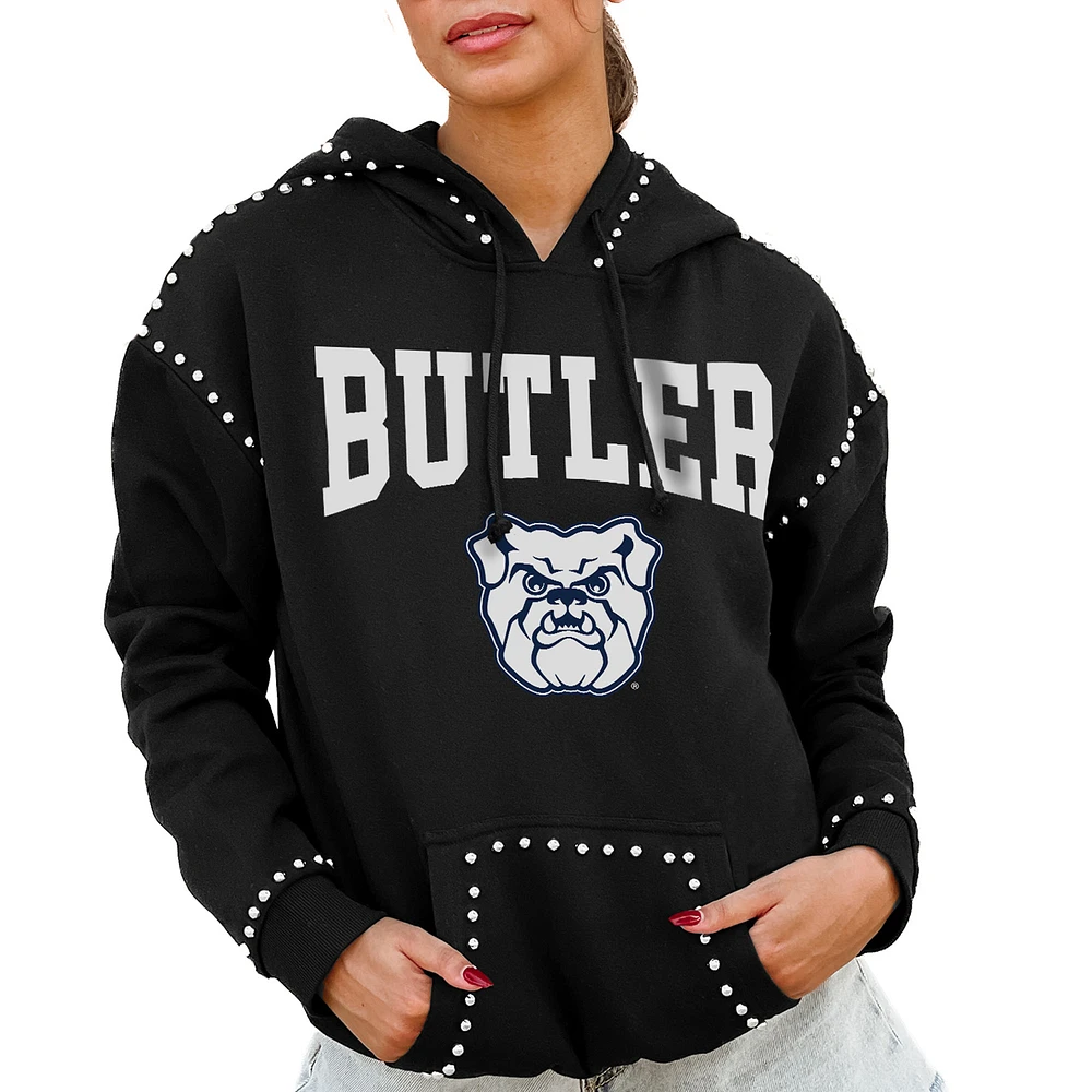 Women's Gameday Couture Black Butler Bulldogs Studded Pullover Hoodie