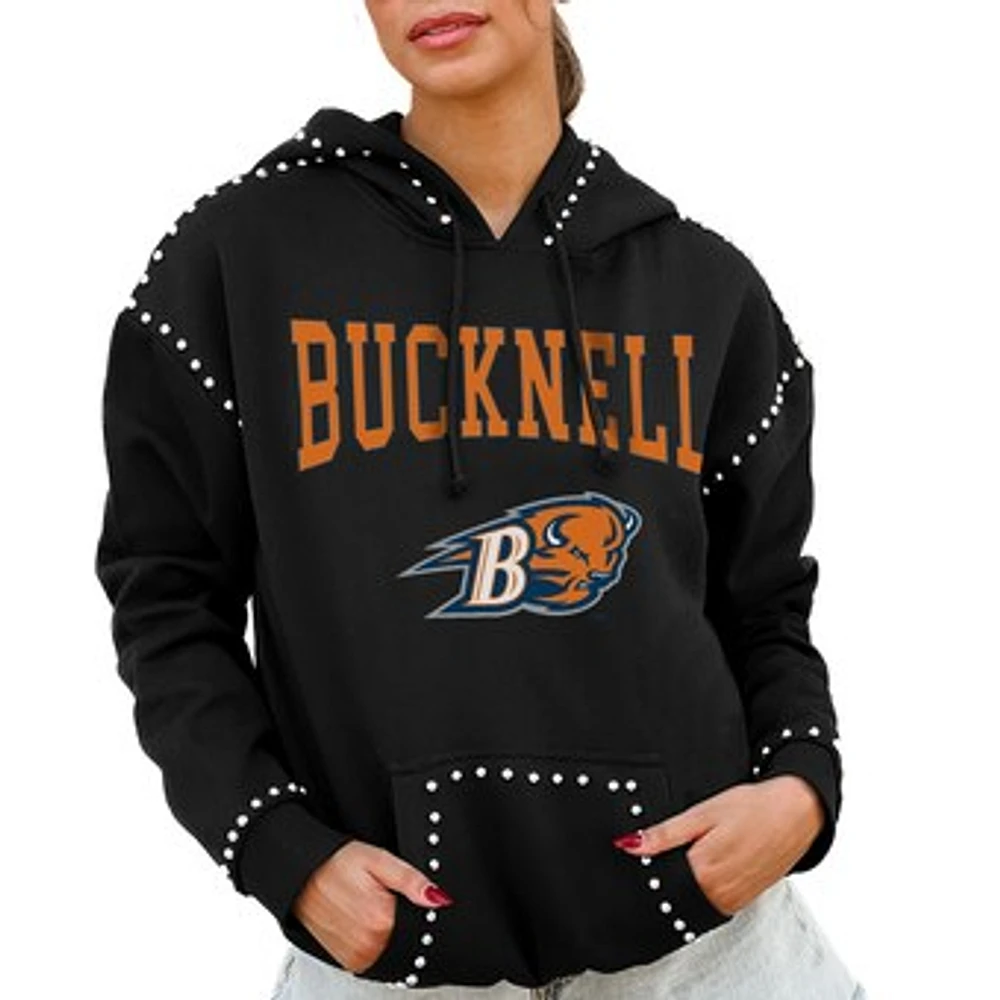 Women's Gameday Couture Black Bucknell Bison Studded Pullover Hoodie