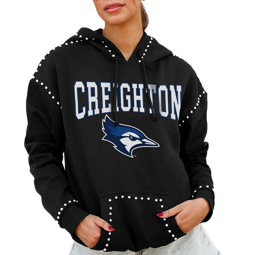 Women's Gameday Couture Black Creighton Bluejays Studded Pullover Hoodie