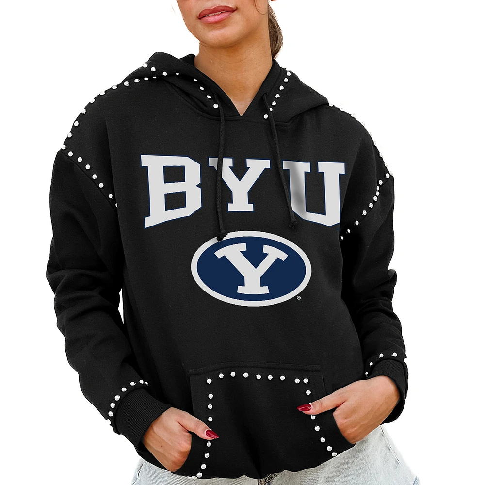 Women's Gameday Couture Black BYU Cougars Studded Pullover Hoodie