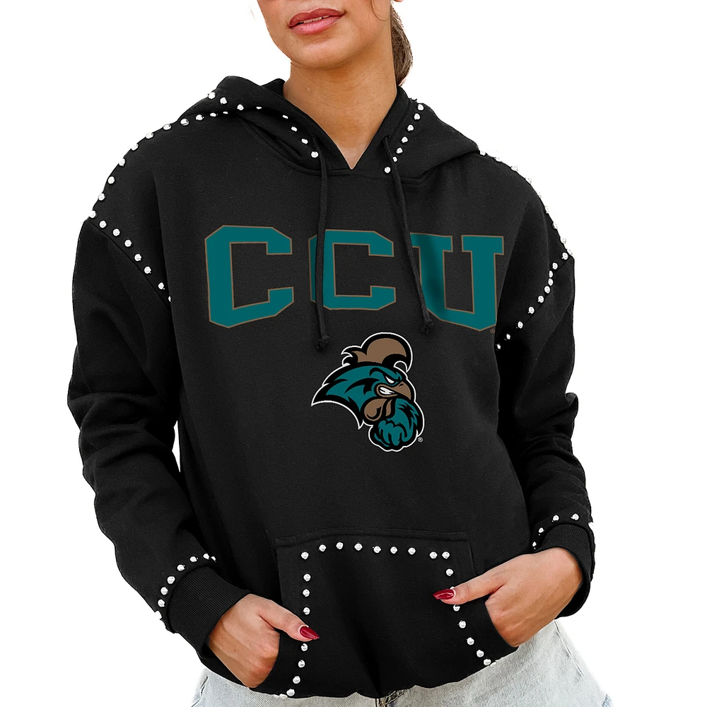 Women's Gameday Couture Black Coastal Carolina Chanticleers Studded Pullover Hoodie