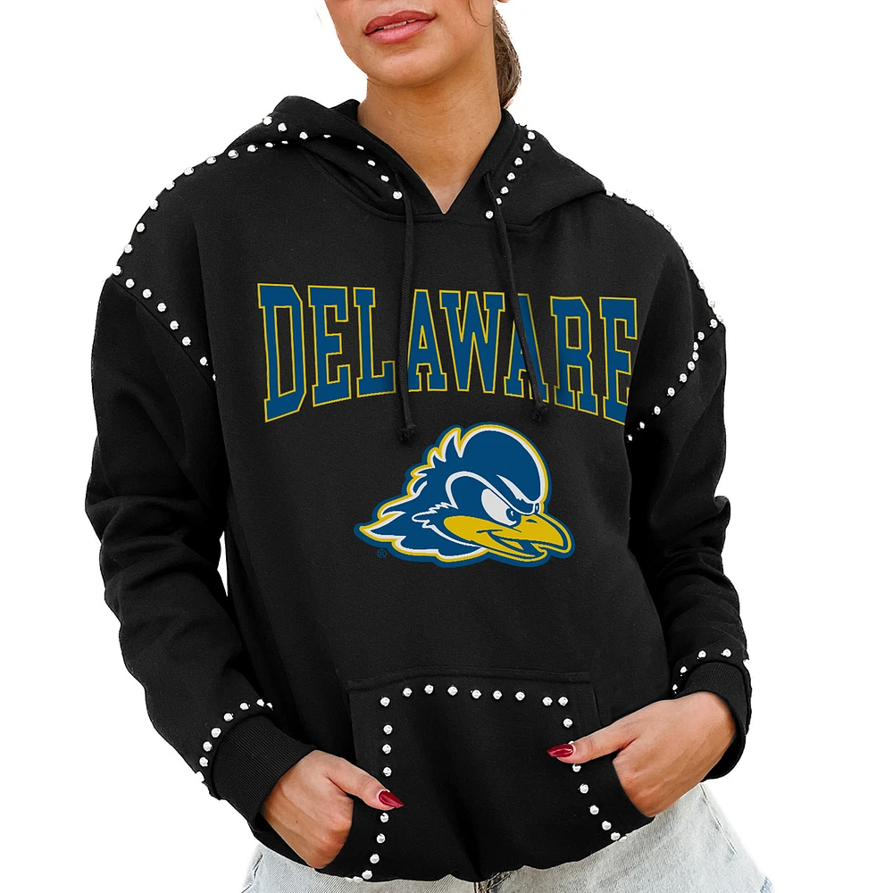 Women's Gameday Couture Black Delaware Fightin' Blue Hens Studded Pullover Hoodie