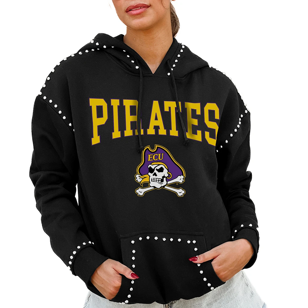 Women's Gameday Couture Black ECU Pirates Studded Pullover Hoodie
