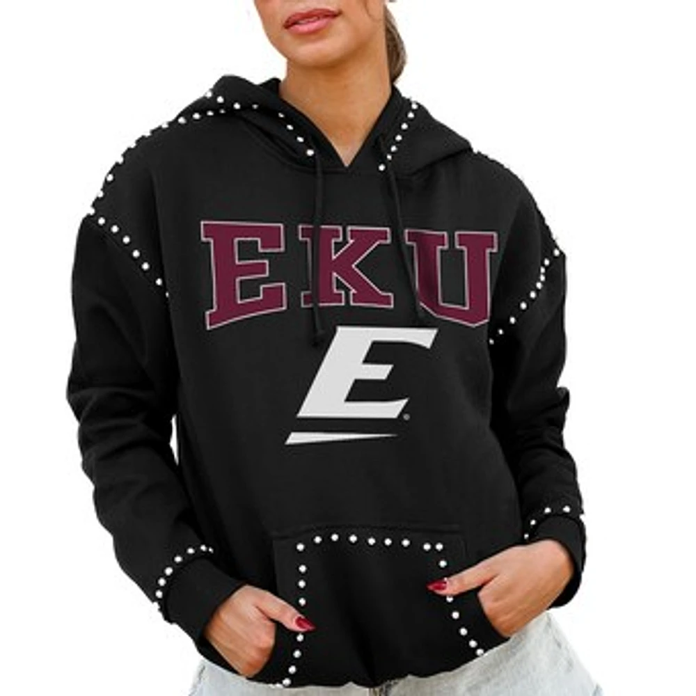 Women's Gameday Couture Black Eastern Kentucky Colonels Studded Pullover Hoodie