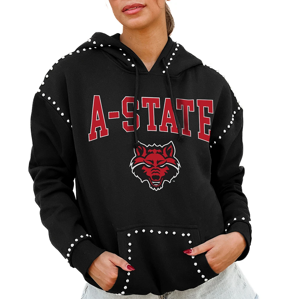 Women's Gameday Couture Black Arkansas State Red Wolves Studded Pullover Hoodie