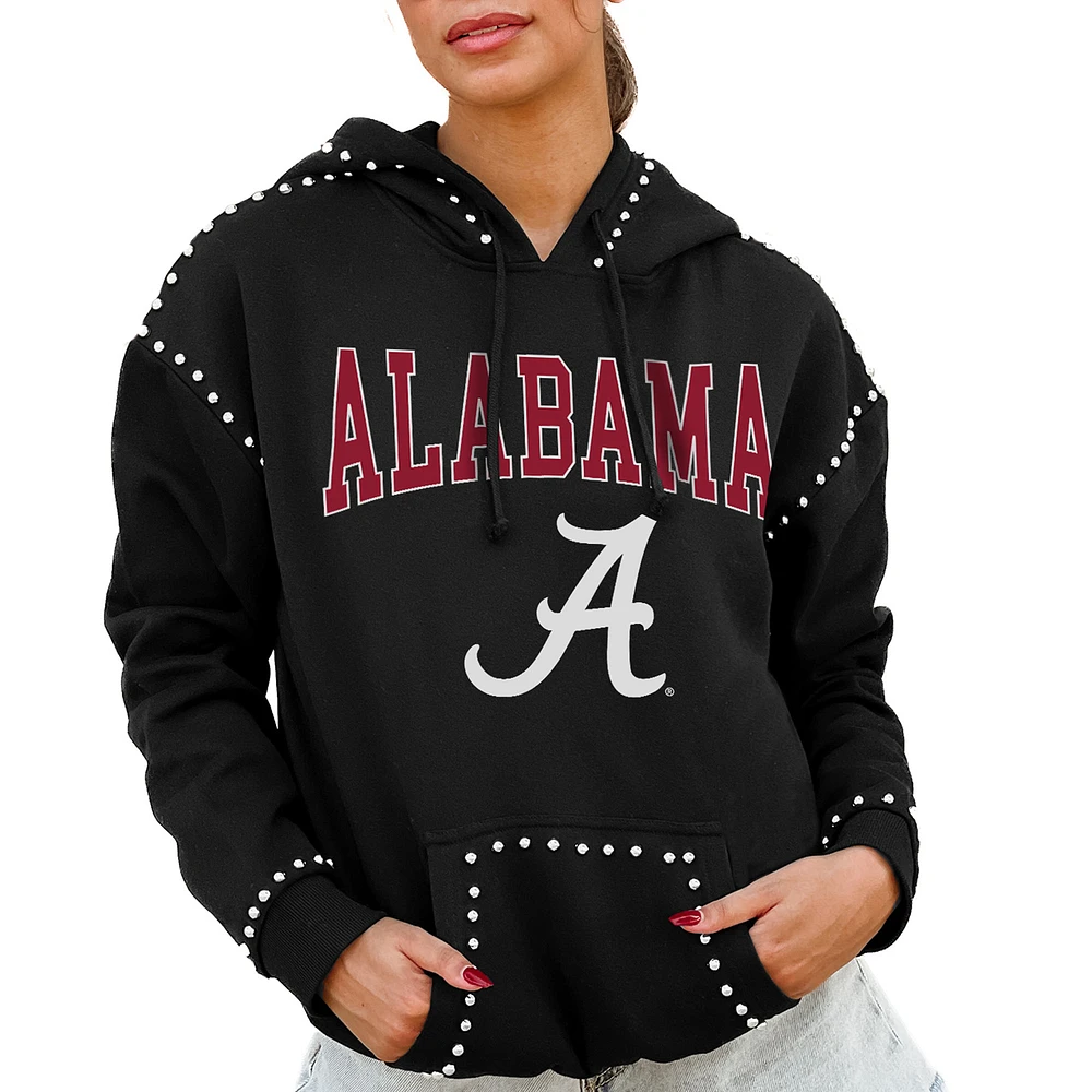 Women's Gameday Couture Black Alabama Crimson Tide Studded Pullover Hoodie