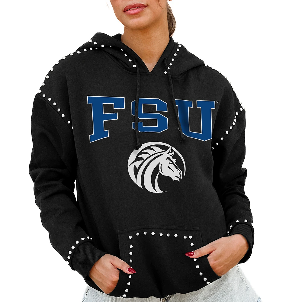 Women's Gameday Couture Black Fayetteville State Broncos Studded Pullover Hoodie