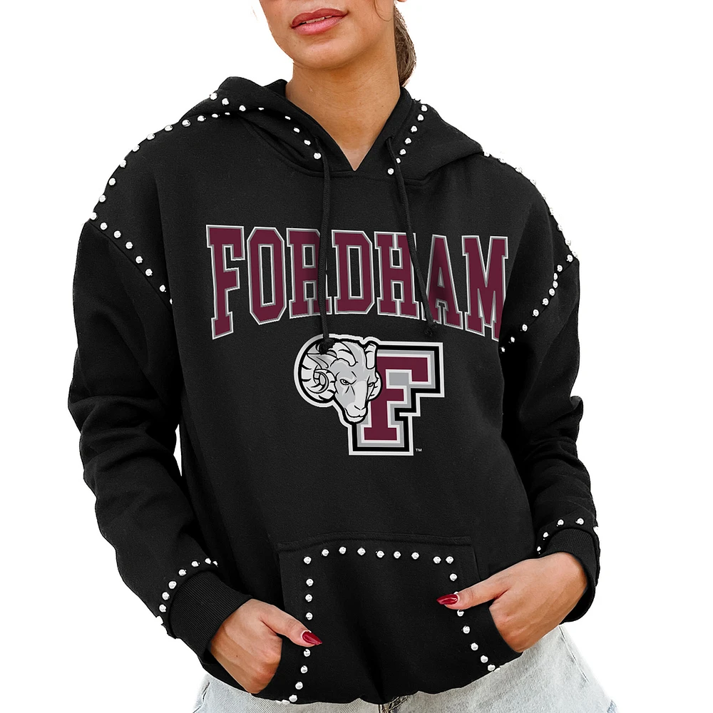 Women's Gameday Couture Black Fordham Rams Studded Pullover Hoodie