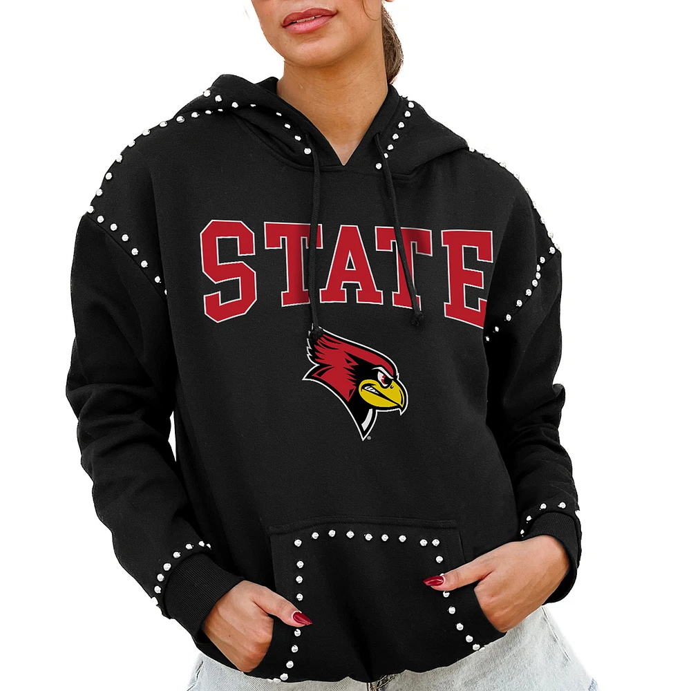 Women's Gameday Couture Black Illinois State Redbirds Studded Pullover Hoodie