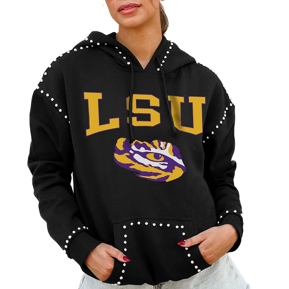 Women's Gameday Couture Black LSU Tigers Studded Pullover Hoodie
