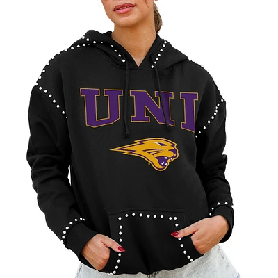 Women's Gameday Couture Black Northern Iowa Panthers Studded Pullover Hoodie