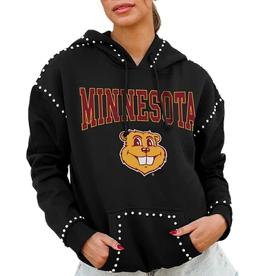 Women's Gameday Couture Black Minnesota Golden Gophers Studded Pullover Hoodie
