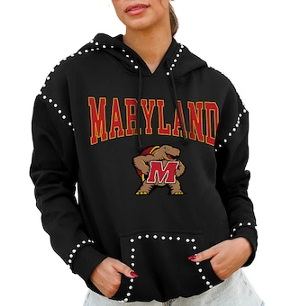 Women's Gameday Couture Black Maryland Terrapins Studded Pullover Hoodie