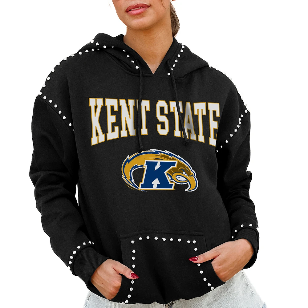 Women's Gameday Couture Black Kent State Golden Flashes Studded Pullover Hoodie