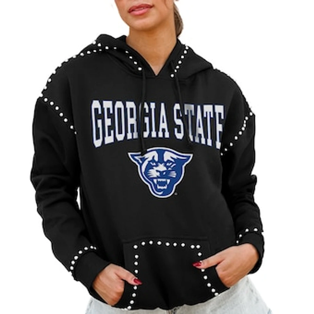 Women's Gameday Couture Black Georgia State Panthers Studded Pullover Hoodie