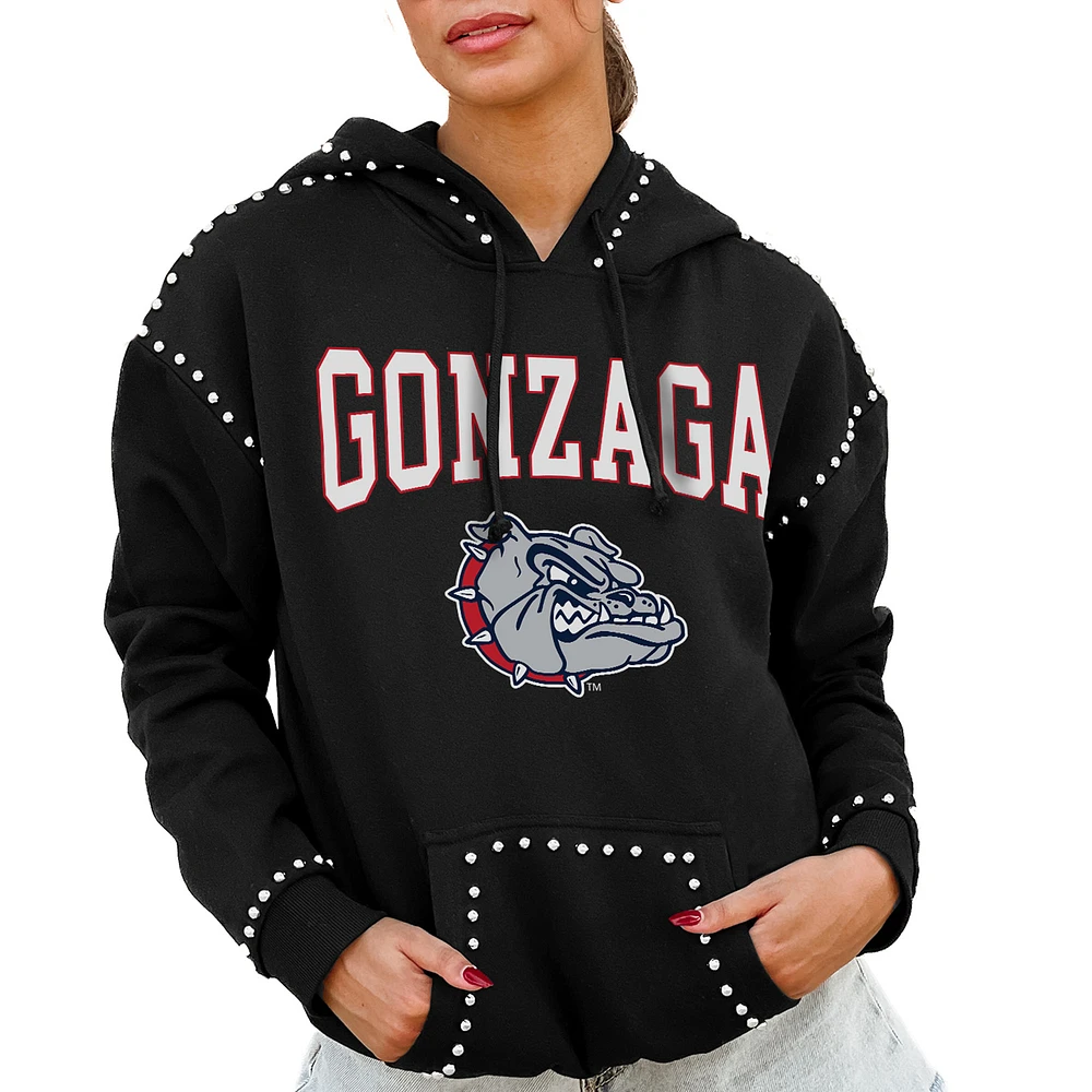 Women's Gameday Couture Black Gonzaga Bulldogs Studded Pullover Hoodie