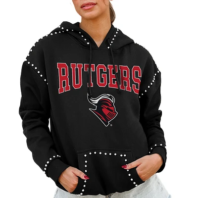 Women's Gameday Couture Black Rutgers Scarlet Knights Studded Pullover Hoodie
