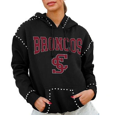 Women's Gameday Couture Black Santa Clara Broncos Studded Pullover Hoodie
