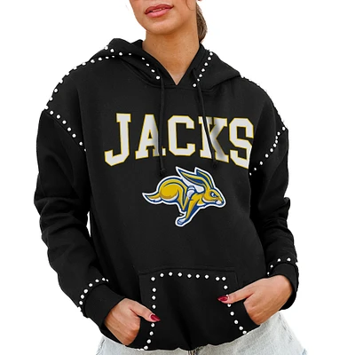 Women's Gameday Couture Black South Dakota State Jackrabbits Studded Pullover Hoodie