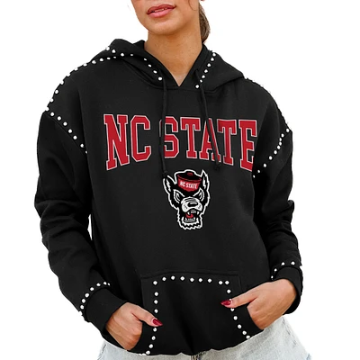 Women's Gameday Couture Black NC State Wolfpack Studded Pullover Hoodie