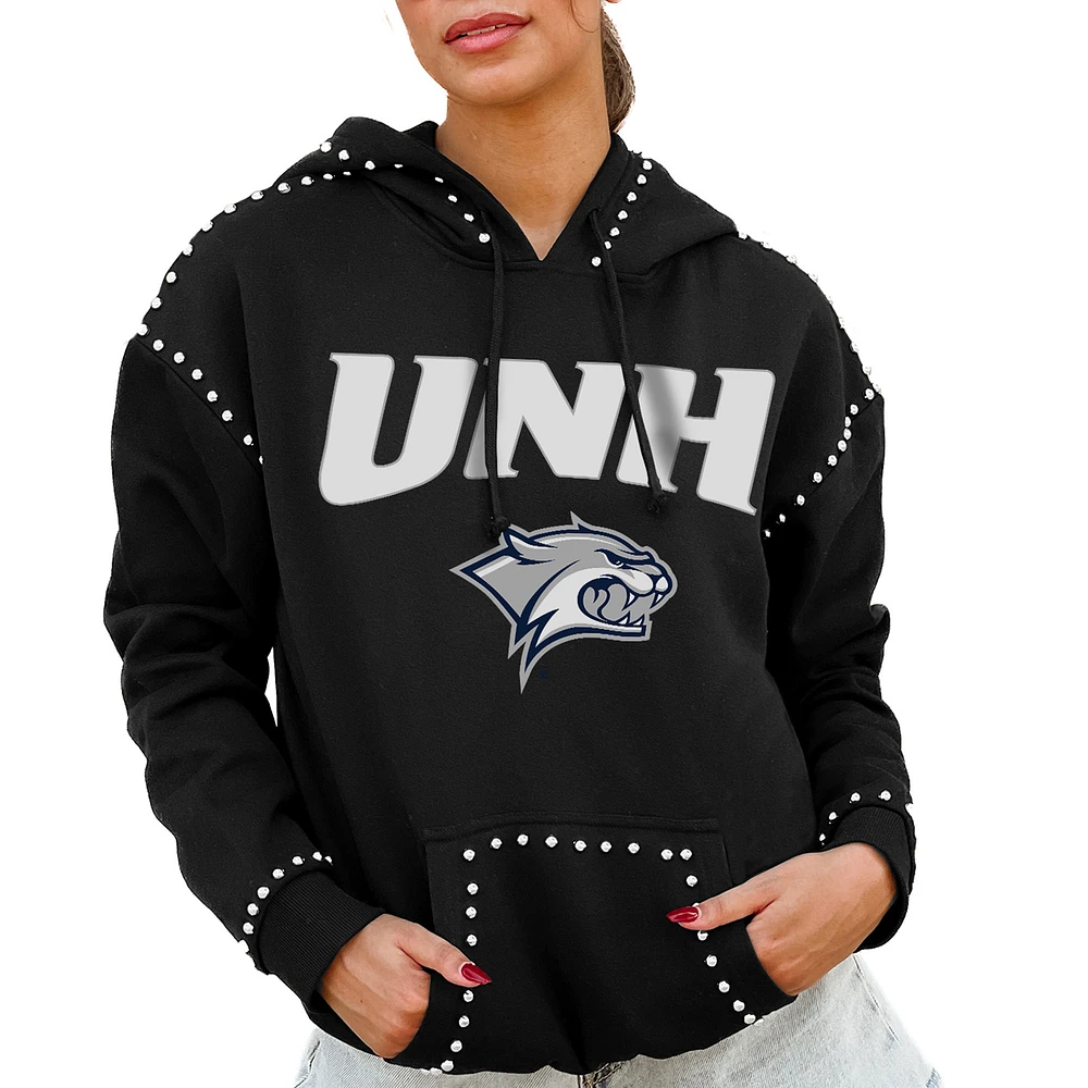 Women's Gameday Couture Black New Hampshire Wildcats Studded Pullover Hoodie