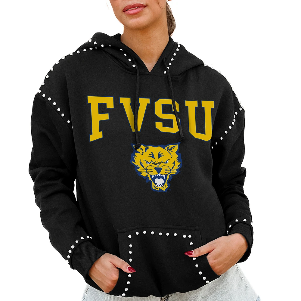 Women's Gameday Couture Black Fort Valley State Wildcats Studded Pullover Hoodie