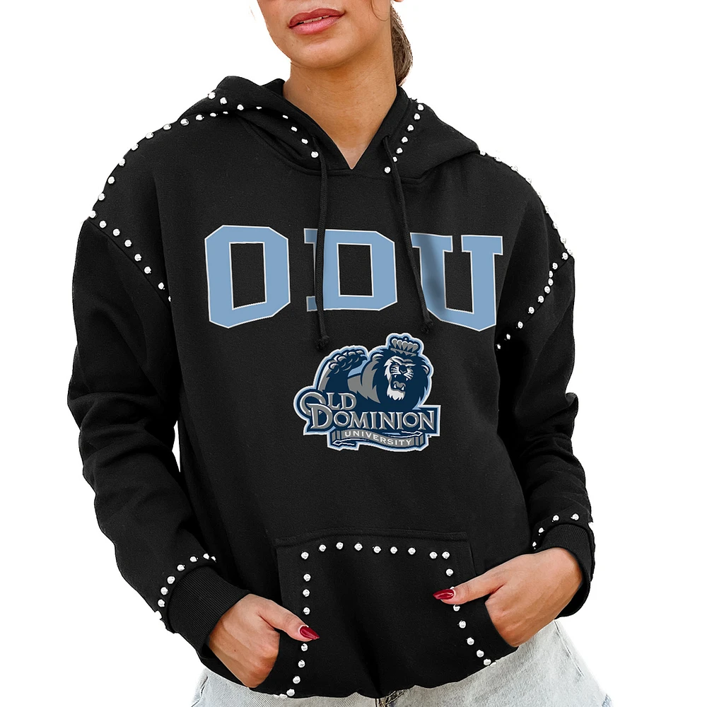 Women's Gameday Couture Black Old Dominion Monarchs Studded Pullover Hoodie