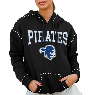 Women's Gameday Couture Black Seton Hall Pirates Studded Pullover Hoodie