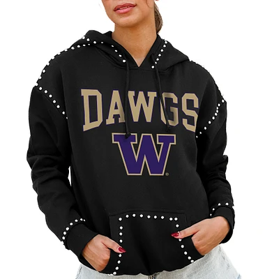 Women's Gameday Couture Black Washington Huskies Studded Pullover Hoodie