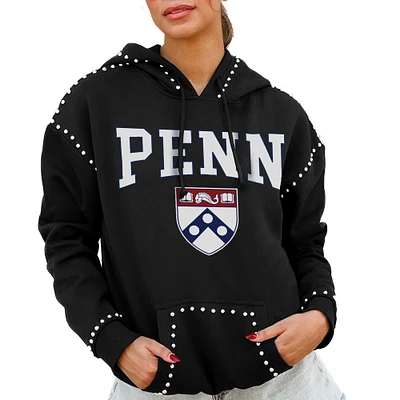 Women's Gameday Couture Black Pennsylvania Quakers Studded Pullover Hoodie