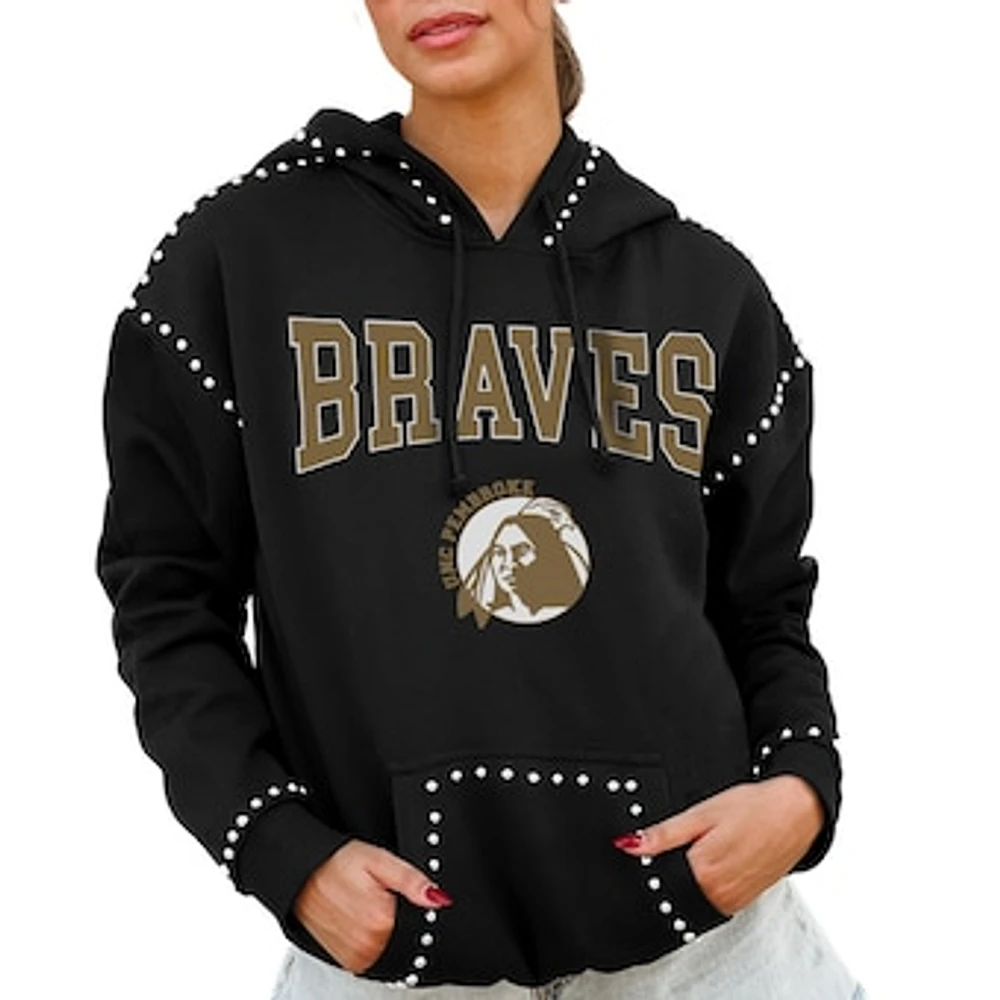 Women's Gameday Couture Black University of North Carolina at Pembroke Braves Studded Pullover Hoodie