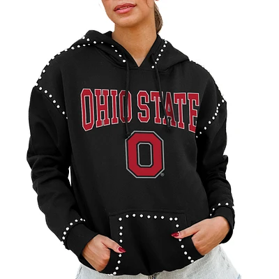 Women's Gameday Couture Black Ohio State Buckeyes Studded Pullover Hoodie