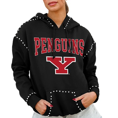 Women's Gameday Couture Black Youngstown State Penguins Studded Pullover Hoodie