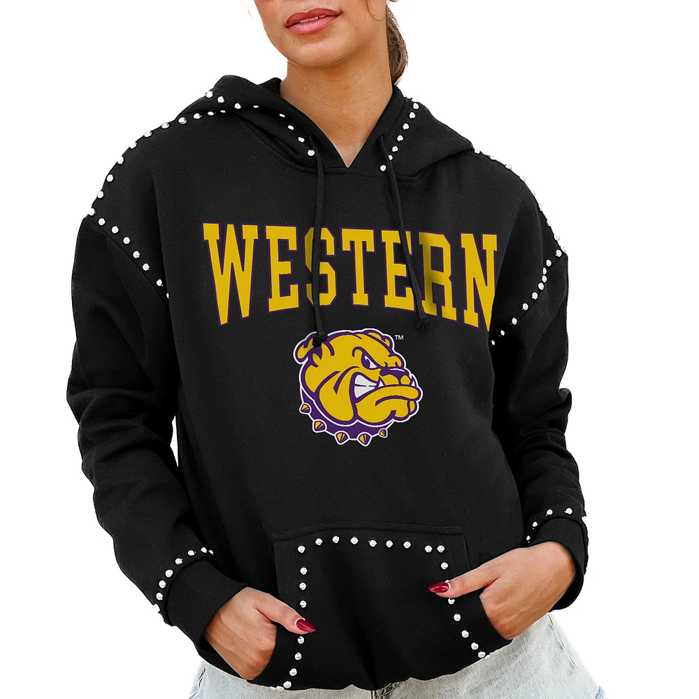 Women's Gameday Couture Black Western Illinois Leathernecks Studded Pullover Hoodie