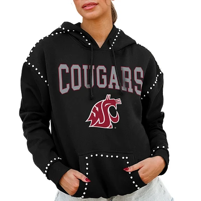 Women's Gameday Couture Black Washington State Cougars Studded Pullover Hoodie