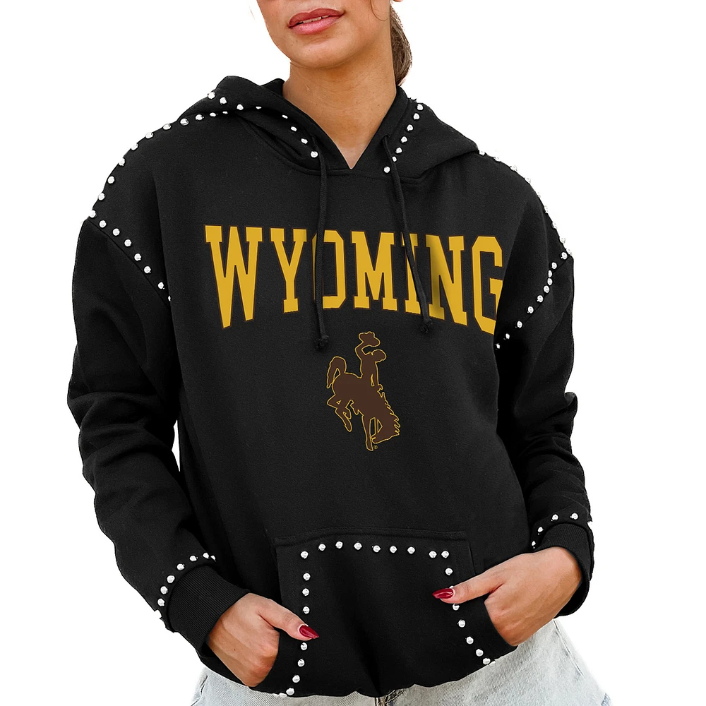 Women's Gameday Couture Black Wyoming Cowboys Studded Pullover Hoodie