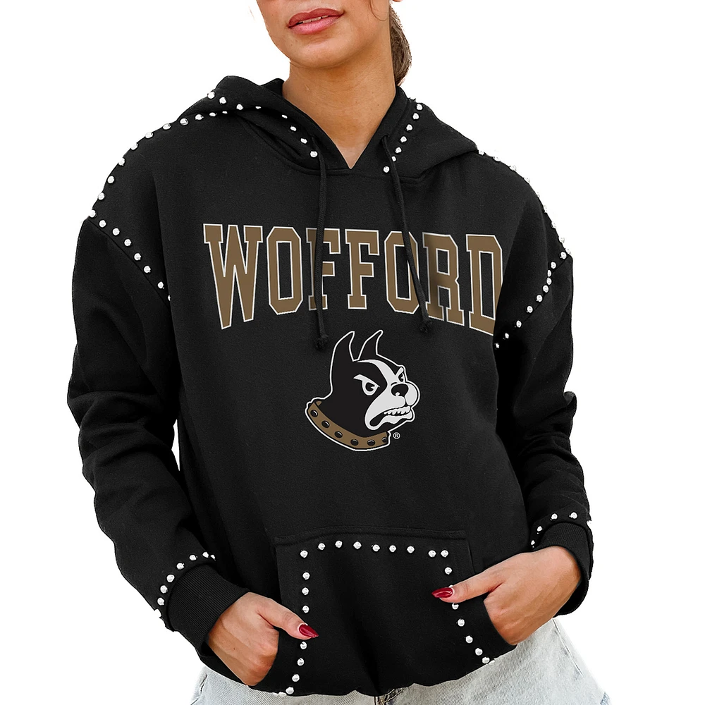 Women's Gameday Couture Black Wofford Terriers Studded Pullover Hoodie