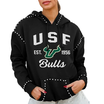 Women's Gameday Couture Black South Florida Bulls Studded Pullover Hoodie