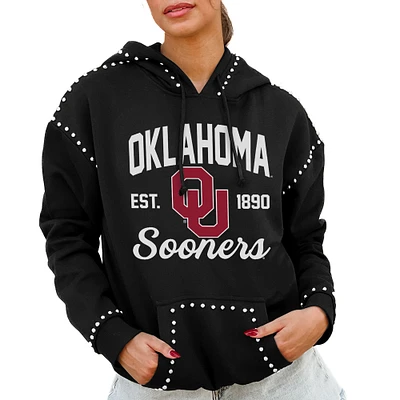 Women's Gameday Couture Black Oklahoma Sooners Studded Pullover Hoodie