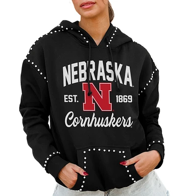 Women's Gameday Couture Black Nebraska Huskers Studded Pullover Hoodie