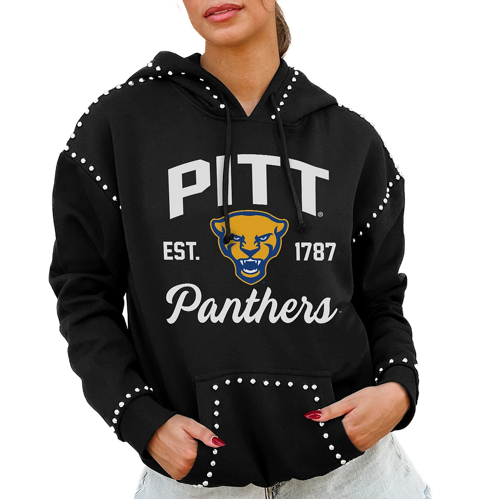 Women's Gameday Couture Black Pitt Panthers Studded Pullover Hoodie