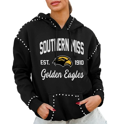 Women's Gameday Couture Black Southern Miss Golden Eagles Studded Pullover Hoodie