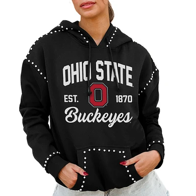 Women's Gameday Couture Black Ohio State Buckeyes Studded Pullover Hoodie