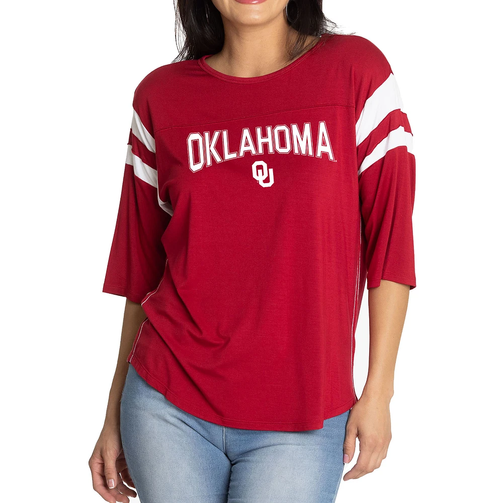 Women's Crimson Oklahoma Sooners Abigail Oversized Jersey T-Shirt