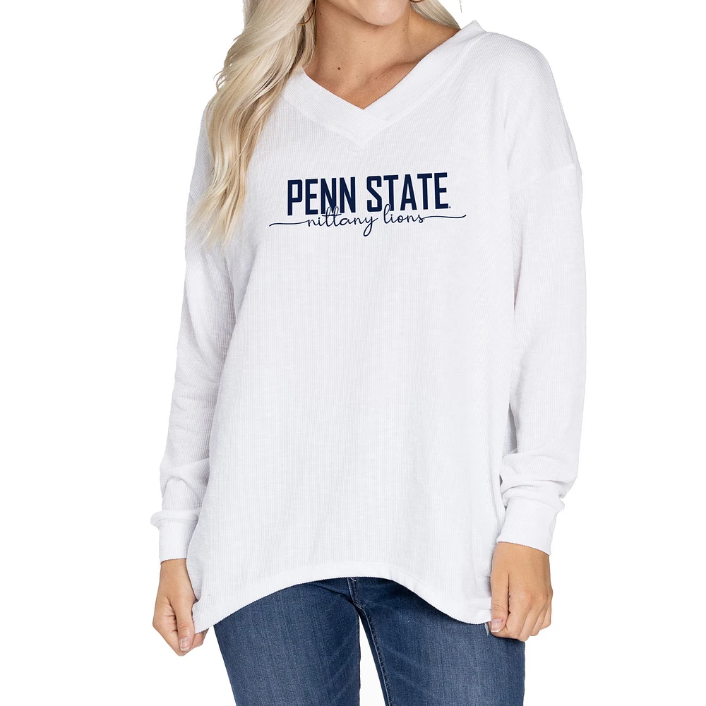 Women's White Penn State Nittany Lions Bailey V-Neck Long Sleeve T-Shirt