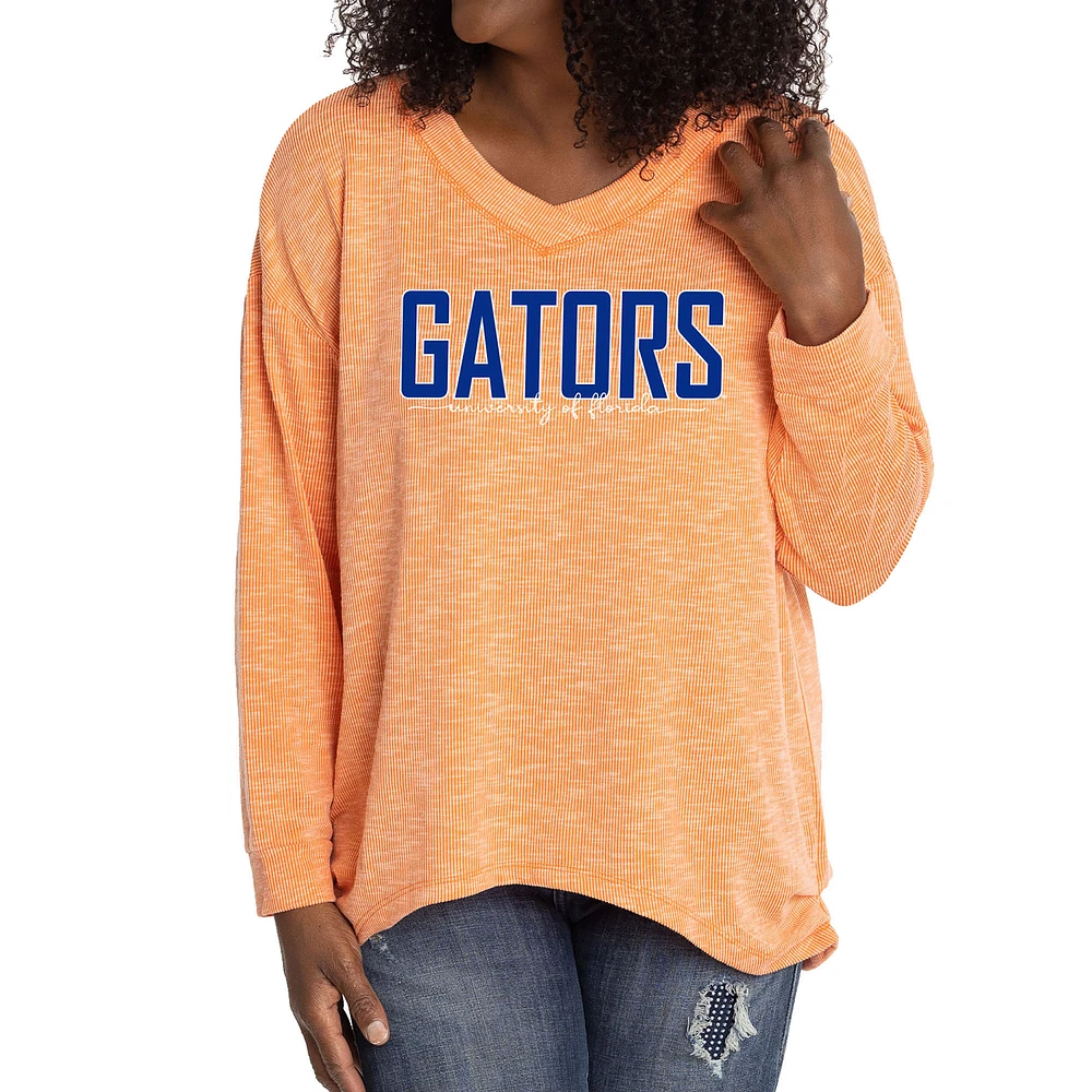 Women's Orange Florida Gators Bailey V-Neck Long Sleeve T-Shirt