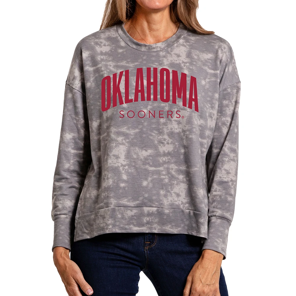 Women's Gray Oklahoma Sooners Brandy Tie-Dye Long Sleeve T-Shirt