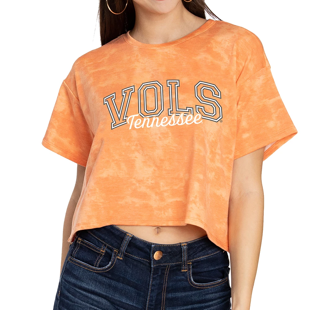 Women's Tennessee Orange Volunteers Kimberly Cropped Tie-Dye T-Shirt