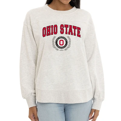 Women's Ash Ohio State Buckeyes Yvette Pullover Sweatshirt