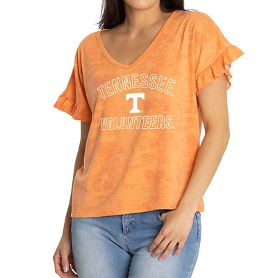 Women's Tennessee Orange Volunteers Daisy Ruffle Sleeve V-Neck T-Shirt